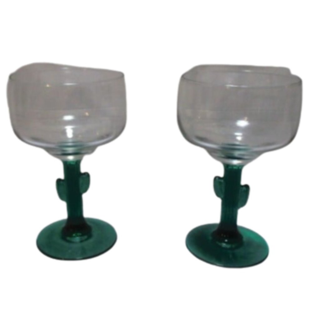 Vintage Libbey Margarita Glasses / Cactus Margarita Glass Set of *2* / Southwest